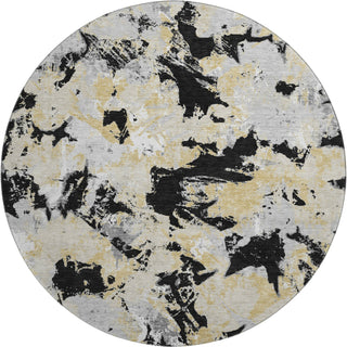 Piper Looms Mayfield Floral AMF885 Black Machine Washable Area Rug Round Main Image