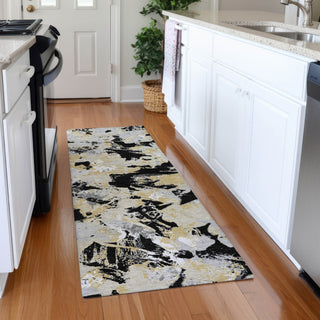 Piper Looms Mayfield Floral AMF885 Black Machine Washable Area Rug Runner Lifestyle Image Feature