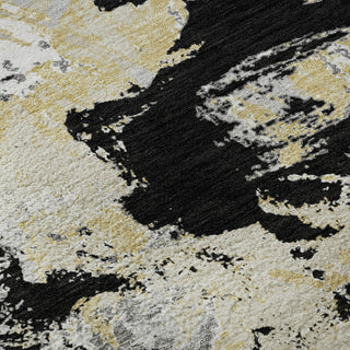 Piper Looms Mayfield Floral AMF885 Black Machine Washable Area Rug Swatch Image