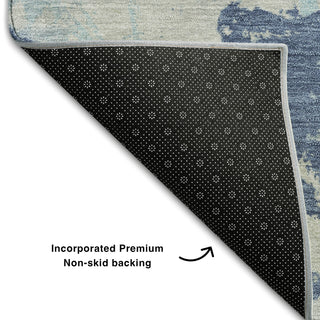 Piper Looms Mayfield Floral AMF885 Navy Machine Washable Area Rug Backing Image