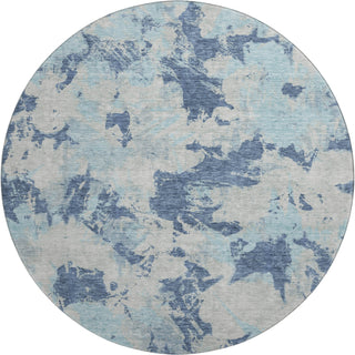 Piper Looms Mayfield Floral AMF885 Navy Machine Washable Area Rug Round Main Image