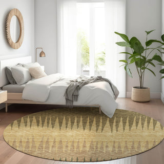 Piper Looms Mayfield Stripes AMF886 Brown Machine Washable Area Rug Round Lifestyle Image Feature