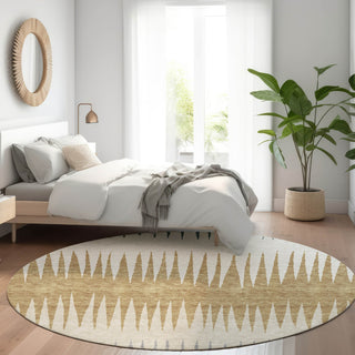 Piper Looms Mayfield Stripes AMF886 Charcoal Machine Washable Area Rug Round Lifestyle Image Feature