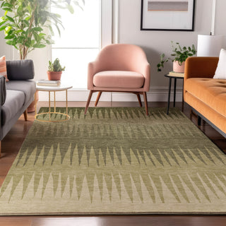 Piper Looms Mayfield Stripes AMF886 Green Machine Washable Area Rug Lifestyle Image Feature