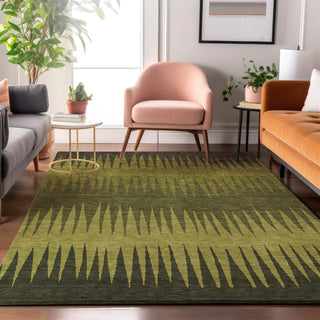 Piper Looms Mayfield Stripes AMF886 Olive Machine Washable Area Rug Lifestyle Image Feature