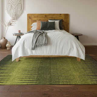 Piper Looms Mayfield Stripes AMF886 Olive Machine Washable Area Rug Lifestyle Image Feature