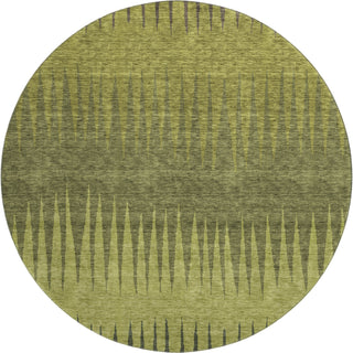 Piper Looms Mayfield Stripes AMF886 Olive Machine Washable Area Rug Round Main Image