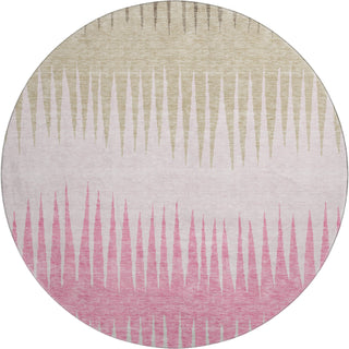 Piper Looms Mayfield Stripes AMF886 Pink Machine Washable Area Rug Round Main Image