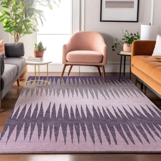 Piper Looms Mayfield Stripes AMF886 Purple Machine Washable Area Rug Lifestyle Image Feature