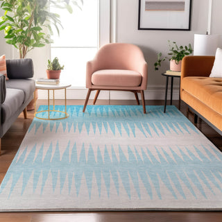 Piper Looms Mayfield Stripes AMF886 Sky Machine Washable Area Rug Lifestyle Image Feature