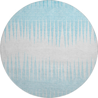 Piper Looms Mayfield Stripes AMF886 Sky Machine Washable Area Rug Round Main Image