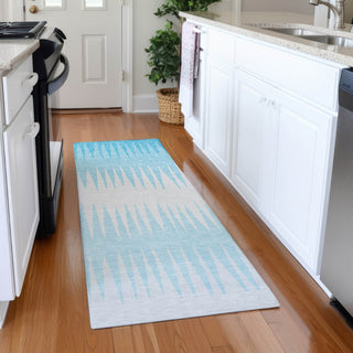 Piper Looms Mayfield Stripes AMF886 Sky Machine Washable Area Rug Runner Lifestyle Image Feature