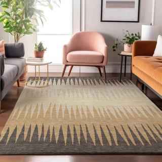 Piper Looms Mayfield Stripes AMF886 Taupe Machine Washable Area Rug Lifestyle Image Feature