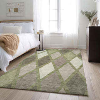 Piper Looms Mayfield Diamonds AMF887 Aloe Machine Washable Area Rug Lifestyle Image Feature