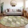 Piper Looms Mayfield Diamonds AMF887 Aloe Machine Washable Area Rug Round Lifestyle Image Feature