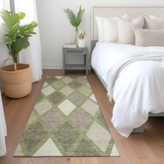 Piper Looms Mayfield Diamonds AMF887 Aloe Machine Washable Area Rug Runner Lifestyle Image Feature