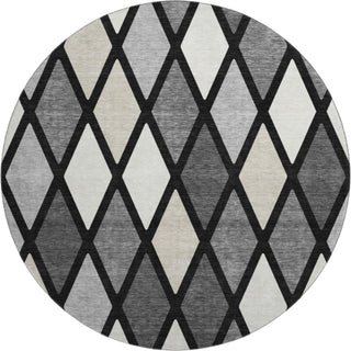 Piper Looms Mayfield Diamonds AMF887 Black Machine Washable Area Rug Round Main Image