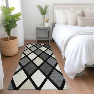 Piper Looms Mayfield Diamonds AMF887 Black Machine Washable Area Rug Runner Lifestyle Image Feature
