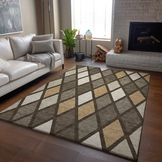 Piper Looms Mayfield Diamonds AMF887 Brown Machine Washable Area Rug Lifestyle Image Feature