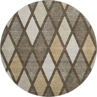 Piper Looms Mayfield Diamonds AMF887 Brown Machine Washable Area Rug Round Main Image