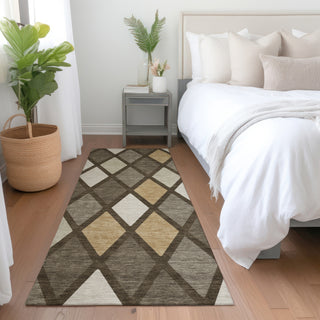 Piper Looms Mayfield Diamonds AMF887 Brown Machine Washable Area Rug Runner Lifestyle Image Feature