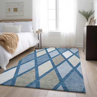 Piper Looms Mayfield Diamonds AMF887 Denim Machine Washable Area Rug Lifestyle Image Feature