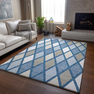 Piper Looms Mayfield Diamonds AMF887 Denim Machine Washable Area Rug Lifestyle Image Feature
