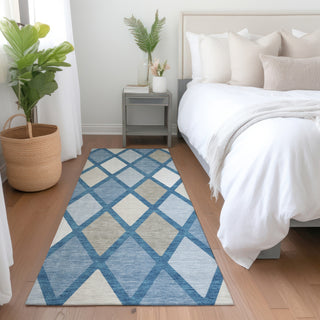 Piper Looms Mayfield Diamonds AMF887 Denim Machine Washable Area Rug Runner Lifestyle Image Feature