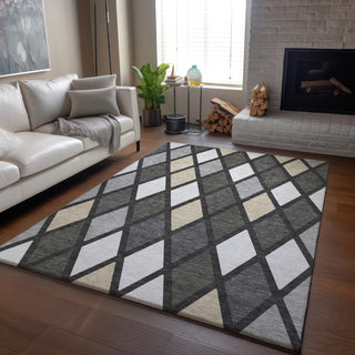 Piper Looms Mayfield Diamonds AMF887 Gray Machine Washable Area Rug Lifestyle Image Feature