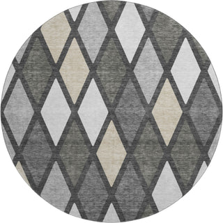 Piper Looms Mayfield Diamonds AMF887 Gray Machine Washable Area Rug Round Main Image