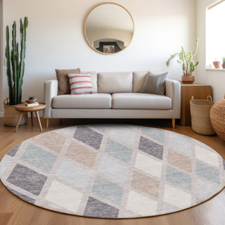 Piper Looms Mayfield Diamonds AMF887 Lavender Machine Washable Area Rug Round Lifestyle Image Feature