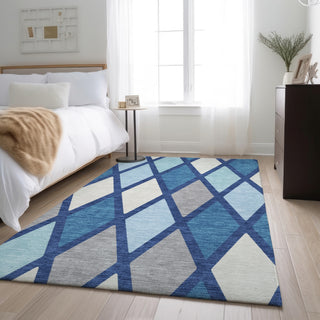 Piper Looms Mayfield Diamonds AMF887 Navy Machine Washable Area Rug Lifestyle Image Feature