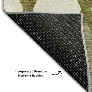 Piper Looms Mayfield Diamonds AMF887 Olive Machine Washable Area Rug Backing Image