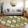 Piper Looms Mayfield Diamonds AMF887 Olive Machine Washable Area Rug Round Lifestyle Image Feature