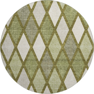 Piper Looms Mayfield Diamonds AMF887 Olive Machine Washable Area Rug Round Main Image