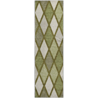 Piper Looms Mayfield Diamonds AMF887 Olive Machine Washable Area Rug Runner Main Image