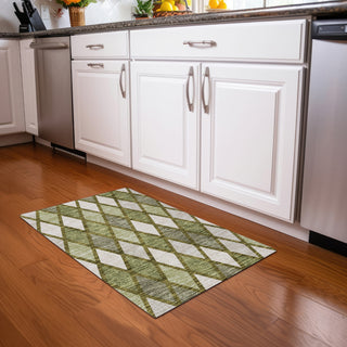 Piper Looms Mayfield Diamonds AMF887 Olive Machine Washable Area Rug Scatter Lifestyle Image Feature
