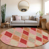 Piper Looms Mayfield Diamonds AMF887 Pink Machine Washable Area Rug Round Lifestyle Image Feature