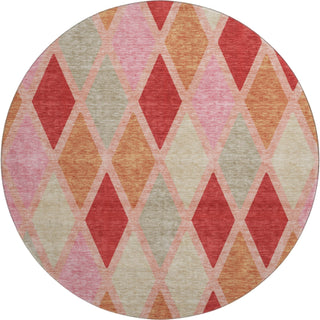 Piper Looms Mayfield Diamonds AMF887 Pink Machine Washable Area Rug Round Main Image