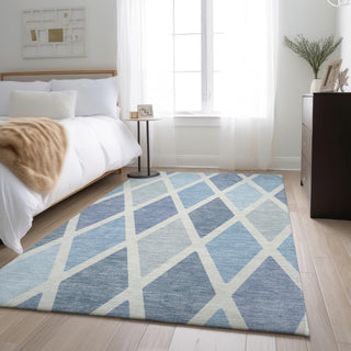 Piper Looms Mayfield Diamonds AMF887 Sky Machine Washable Area Rug Lifestyle Image Feature
