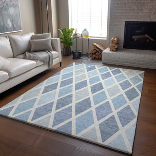 Piper Looms Mayfield Diamonds AMF887 Sky Machine Washable Area Rug Lifestyle Image Feature
