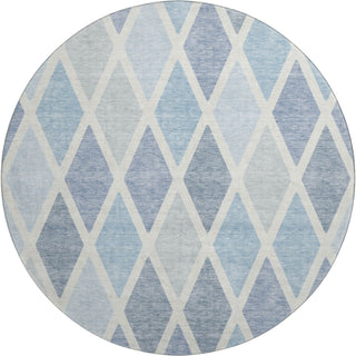 Piper Looms Mayfield Diamonds AMF887 Sky Machine Washable Area Rug Round Main Image