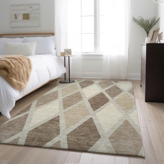 Piper Looms Mayfield Diamonds AMF887 Taupe Machine Washable Area Rug Lifestyle Image Feature