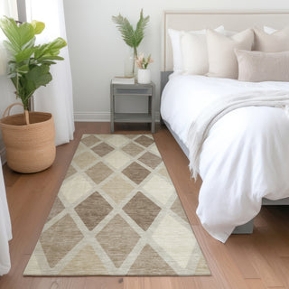 Piper Looms Mayfield Diamonds AMF887 Taupe Machine Washable Area Rug Runner Lifestyle Image Feature