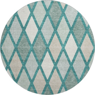 Piper Looms Mayfield Diamonds AMF887 Teal Machine Washable Area Rug Round Main Image