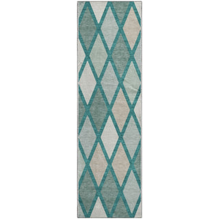 Piper Looms Mayfield Diamonds AMF887 Teal Machine Washable Area Rug Runner Main Image