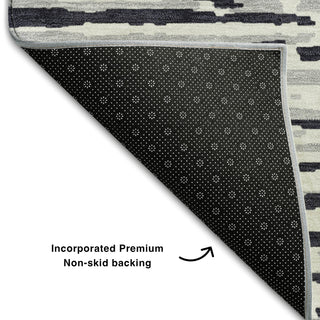 Piper Looms Mayfield Stripes AMF888 Black Machine Washable Area Rug Backing Image