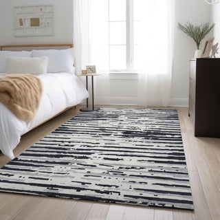 Piper Looms Mayfield Stripes AMF888 Black Machine Washable Area Rug Lifestyle Image Feature