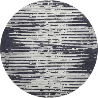 Piper Looms Mayfield Stripes AMF888 Black Machine Washable Area Rug Round Main Image