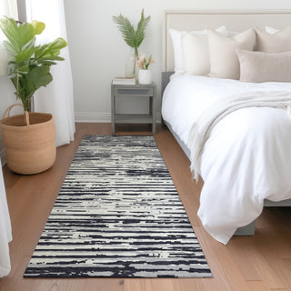 Piper Looms Mayfield Stripes AMF888 Black Machine Washable Area Rug Runner Lifestyle Image Feature
